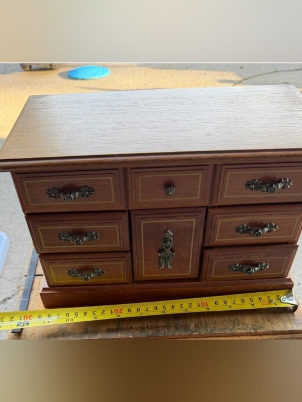 Vintage Centurion Wooden Jewelry Box 7 Drawer Ring Holder Organizer